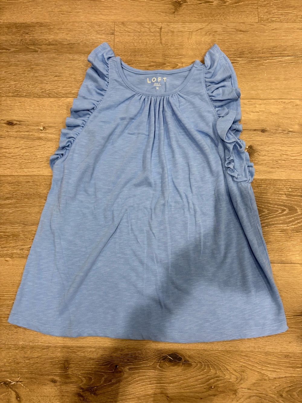 LOFT Sky Blue Ruffle Sleeve Tunic Top